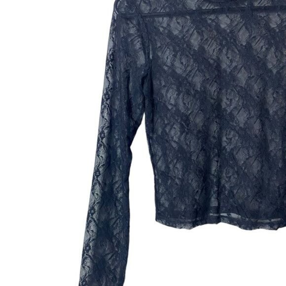 Divided Lace Top Womens Small FairyGrunge Goth‎ Witchy Black Lace Sheer - Picture 4 of 10